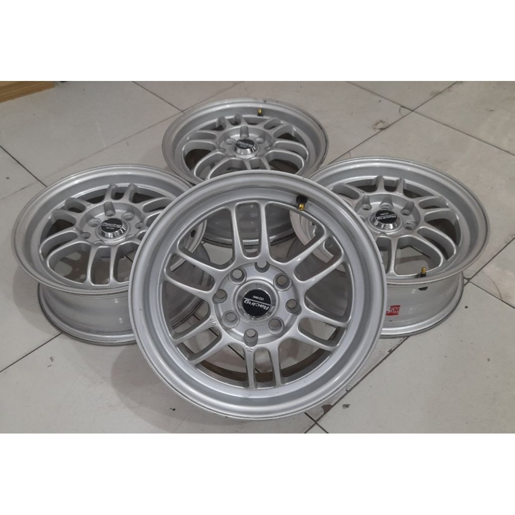 Ready Setok Velg Pelek Mobil Seken Enkei Rpf Ring 14x5,5 Lobang 4x100-4x114 ET38 Silver Buat Brio Si