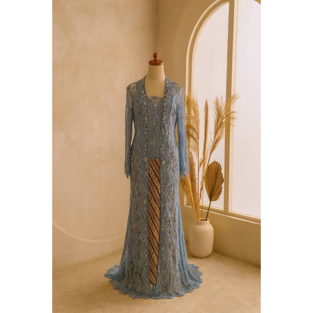 Kebaya Nikah | Kebaya Wedding | Kebaya Akad Premium Blue Denim | Kebaya pengantin modern | Kebaya pe