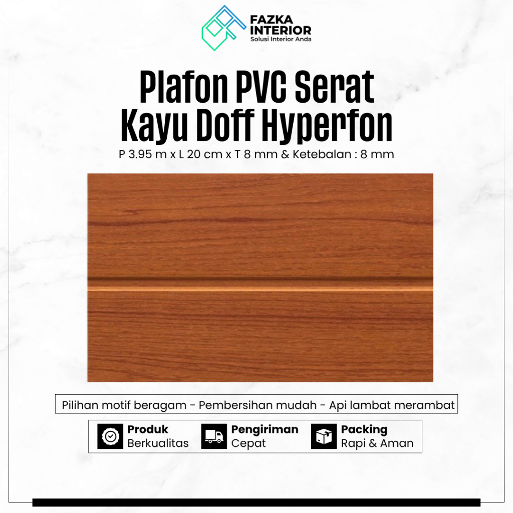 Plafon PVC Motif Kayu Doff Hyperfon Dekorasi Rumah Anti Rayap Ukuran 4m HK004