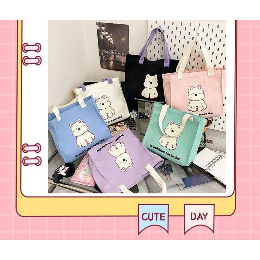 Tote Bag Lucu Korean Style Cocok Untuk Bawa Bekal & Keperluan Harian