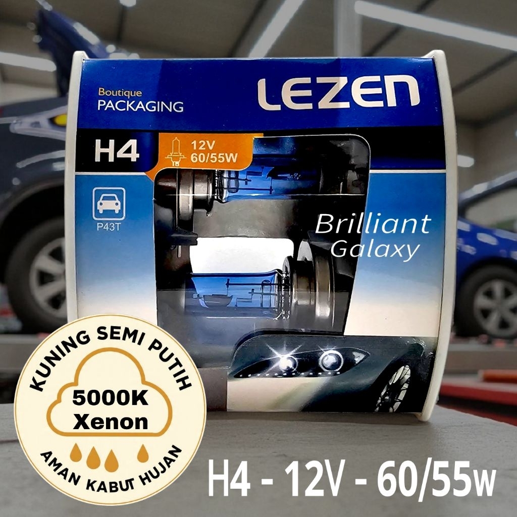 LEZEN - Sepasang Xenon Halogen - H4 Khusus 5000K Kuning Semu Putih