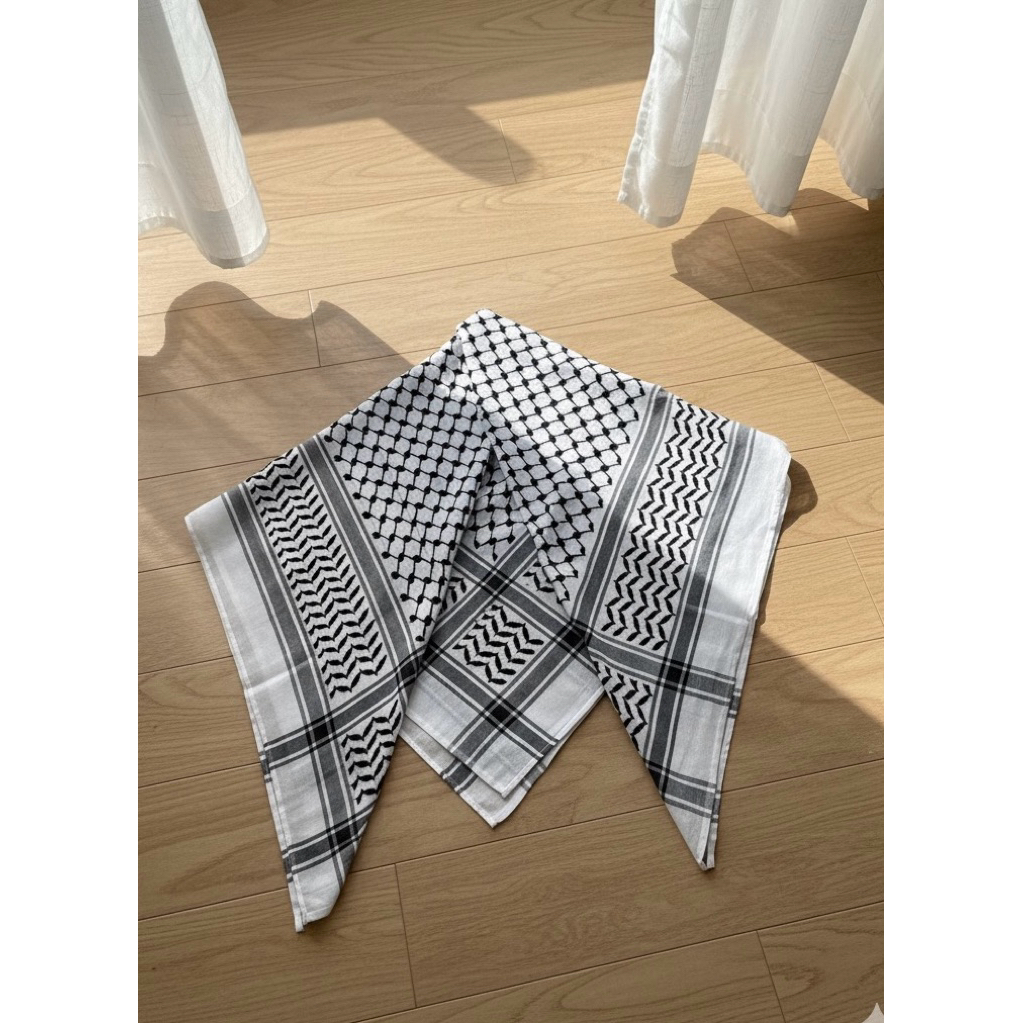Keffiyeh Palestine - Bahan Katun Arab - Sorban Keffiyeh