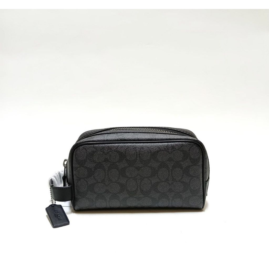 COACH CAR15 SMALL TRAVEL KIT POUCH SIG CHARCOAL BLACK