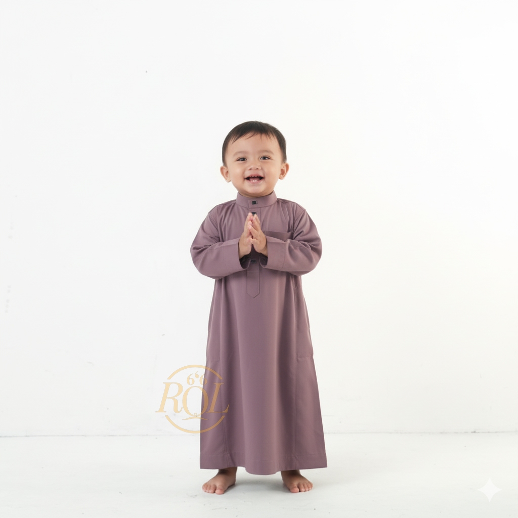 Raqilla - Jubah Adnan Mauve Ungu Anak Bayi Laki Laki usia 1 - 3 tahun Bahan Tesla Premium | Baju Gam