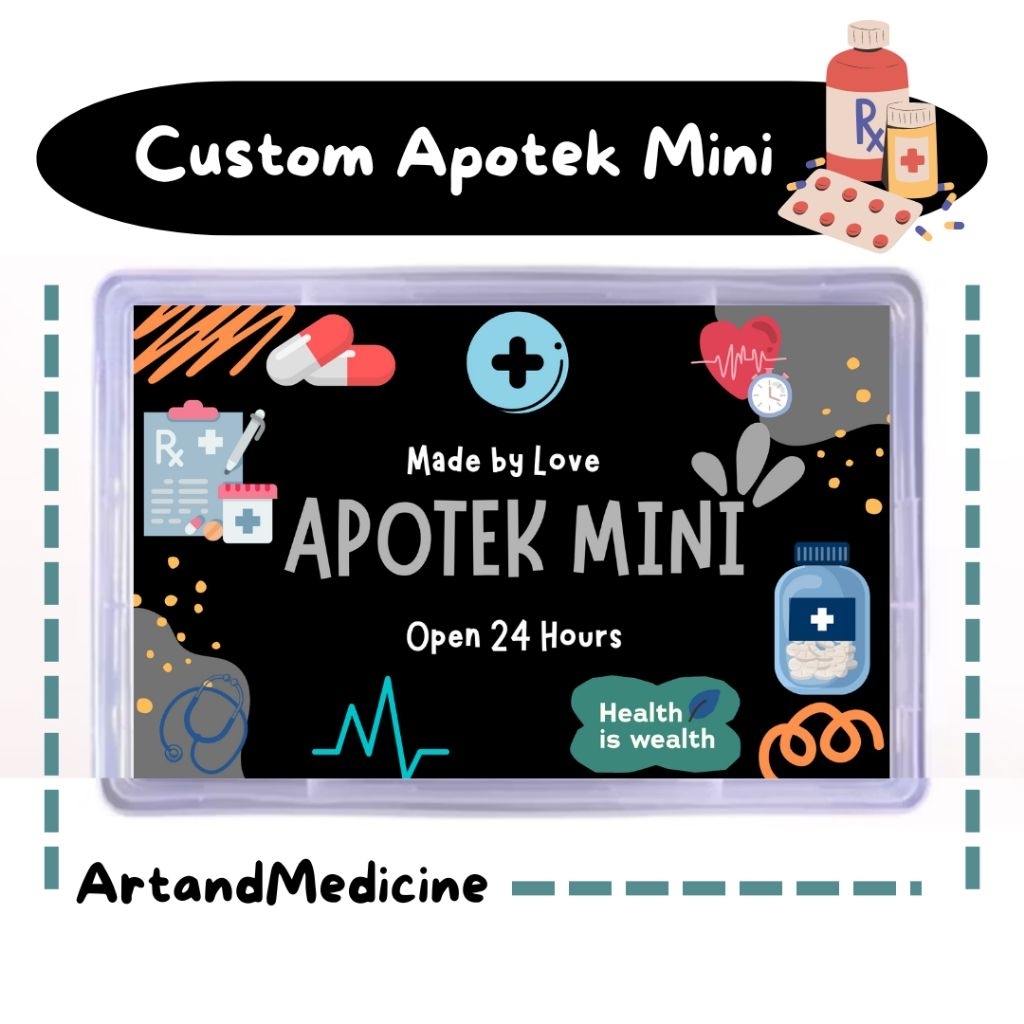 Apotek Mini kotak obat kotak p3K custom stiker hadiah random hadiah lucu kotak P3K