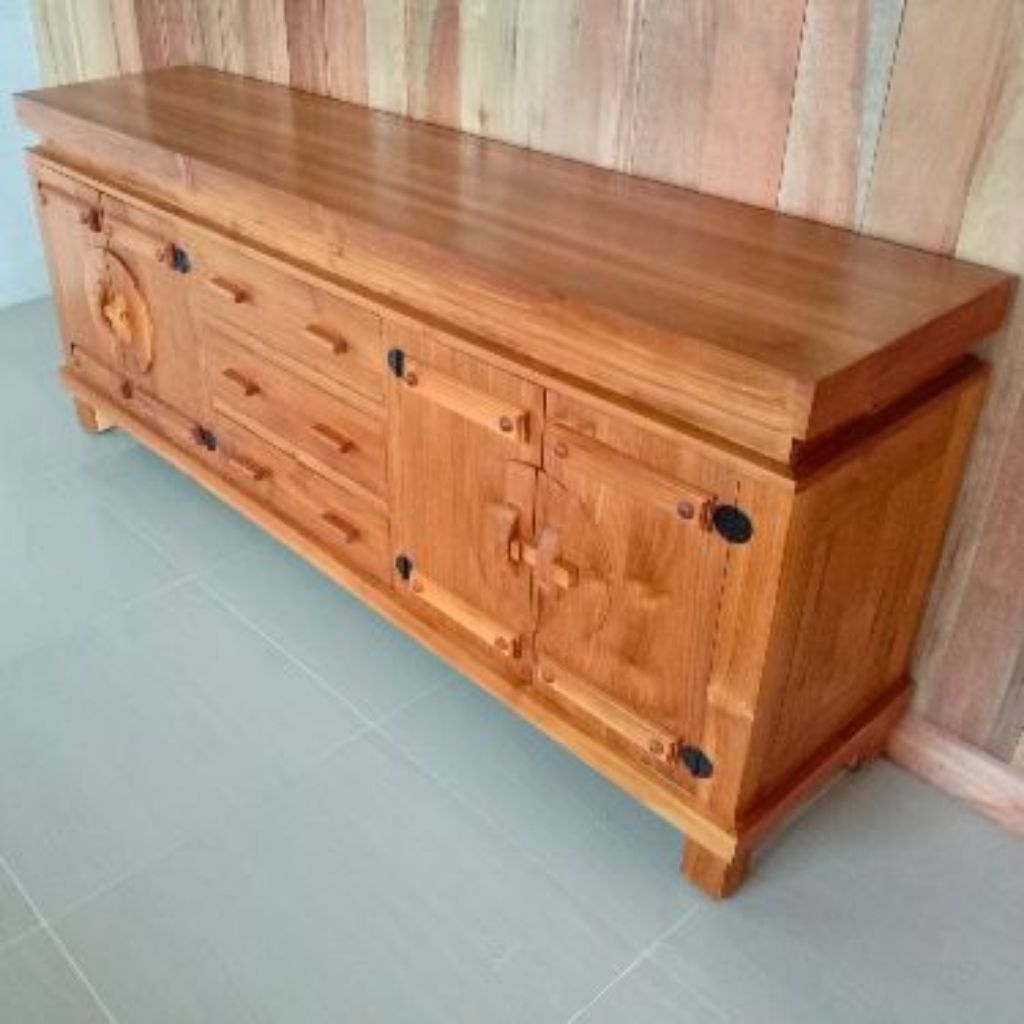 Bufet Koboy Jati Minimalis 2M Bufet Tv Jati Solid Kokoh - Kualitas Bergaransi