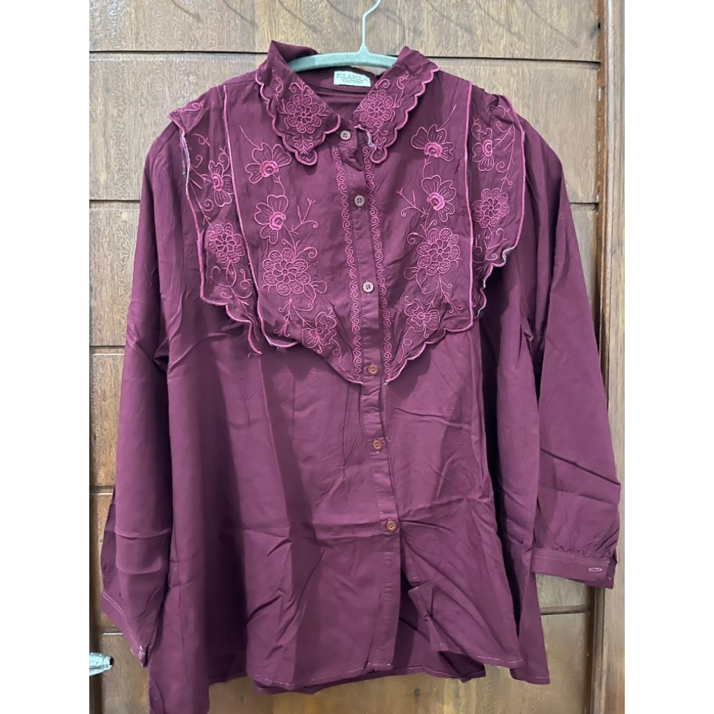 kemeja bordir maroon (preloved)