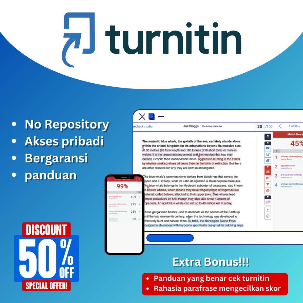 Turnitin No Repository Akses Pribadi Cek Plagiasi Tanpa Batas Bergaransi