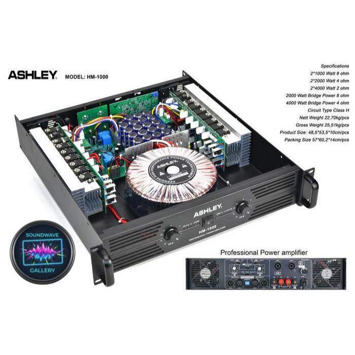 Power Amplifier Ashley HM-1000 Class H 2 Channel 1000 Watt Stereo Original | HM1000 HM 1000 Ampli Am