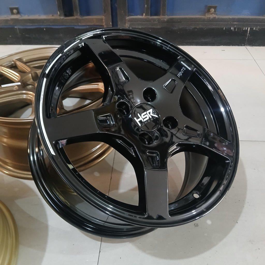 Velg racing mobil sigra mirage brio march r15 palang 5 hitam hsr pente ring 15 pcd 4x100 et42 black