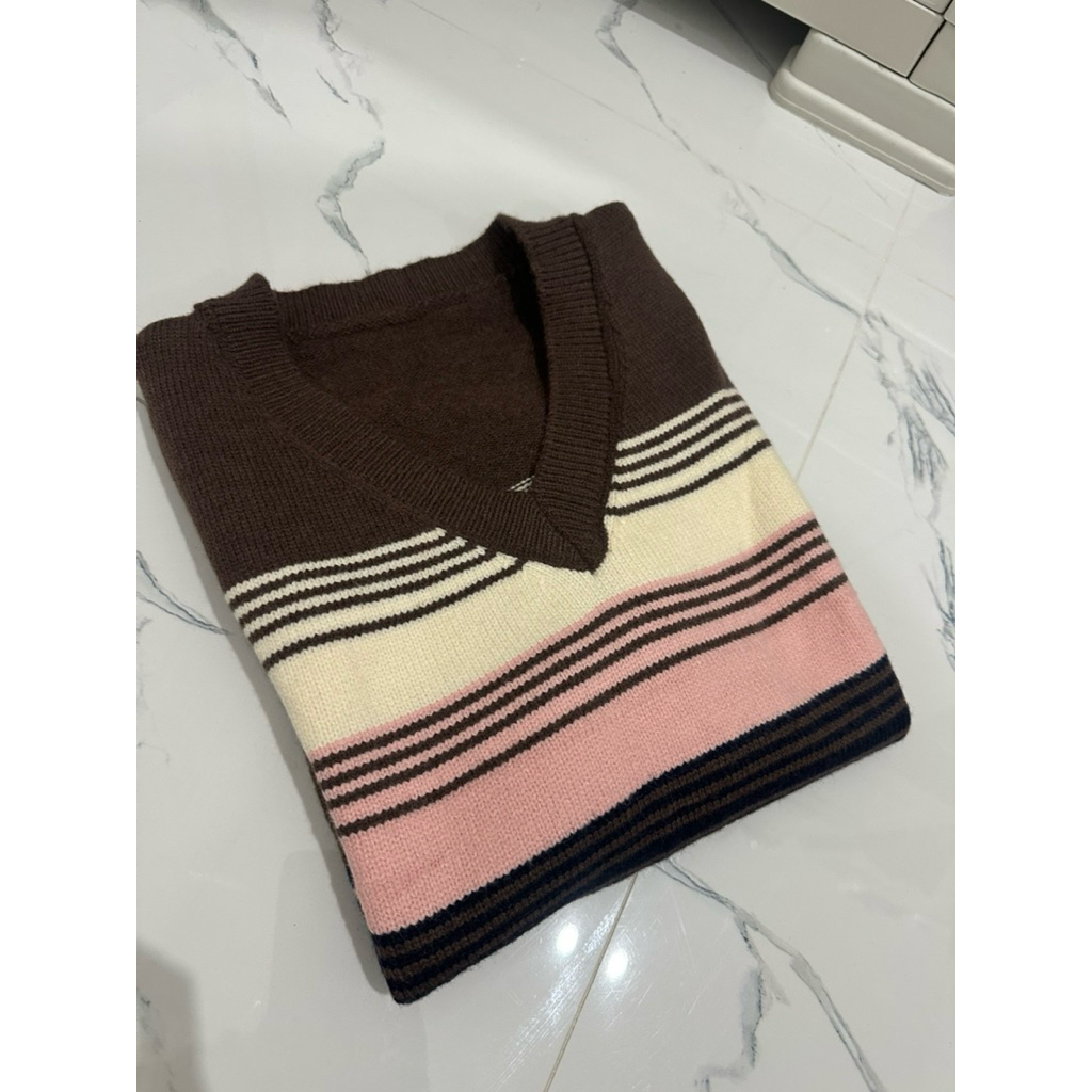 Knit vest wanita coklat