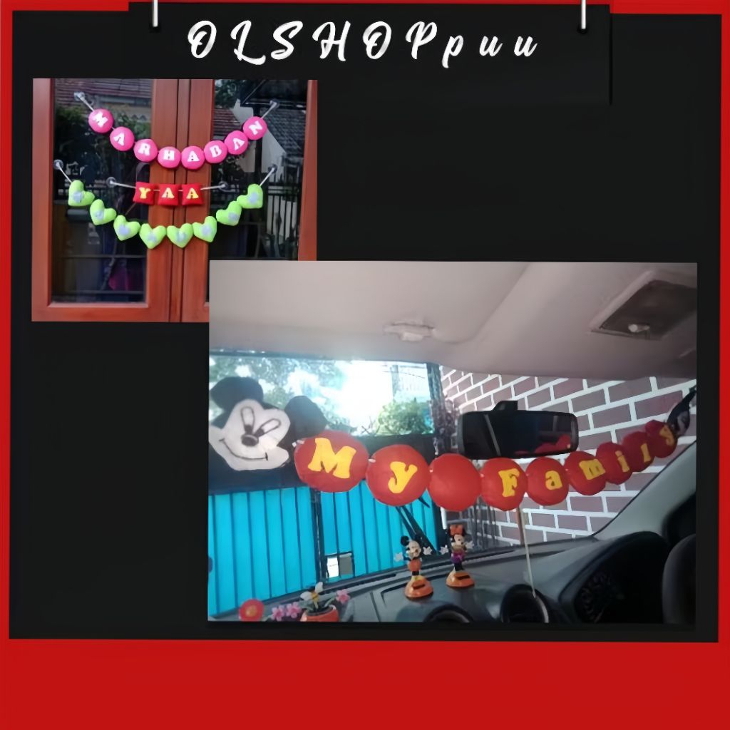 hiasan Mobil/kaca Costum huruf warna | hanging door nama flanel nama gantungan pintu
