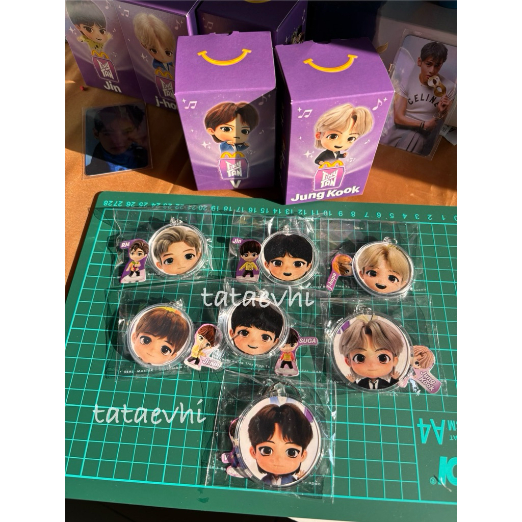 Gantungan kunci BTS TinyTan bulat 2 sisi