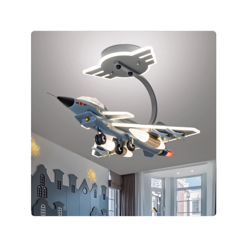 Lampu kipas pintar lampu kamar anak lampu model pesawat J-10 lampu langit-langit kamar tidur pesawat