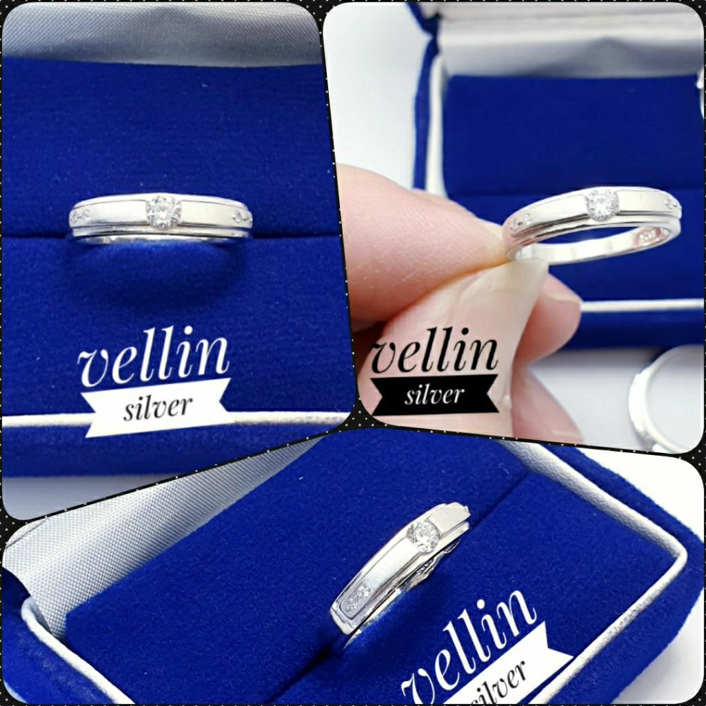 Cincin Perak Pria Wanita 925 Lapis Emas Putih - Perhiasan Cincin Silver 925 Asli Antikarat