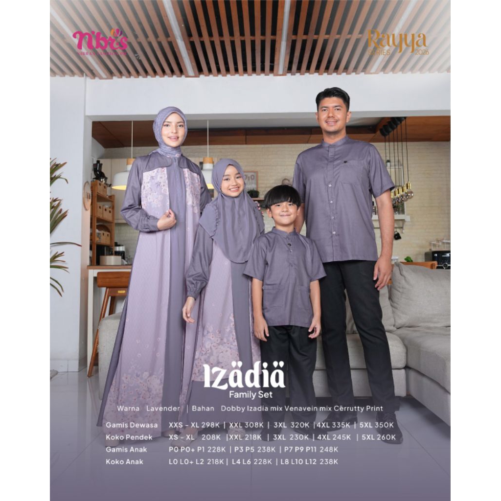 SARIMBIT NIBRAS 2026 RAYYA IZADIA LAVENDER RAYYA NIBRAS FAMILY SET PO