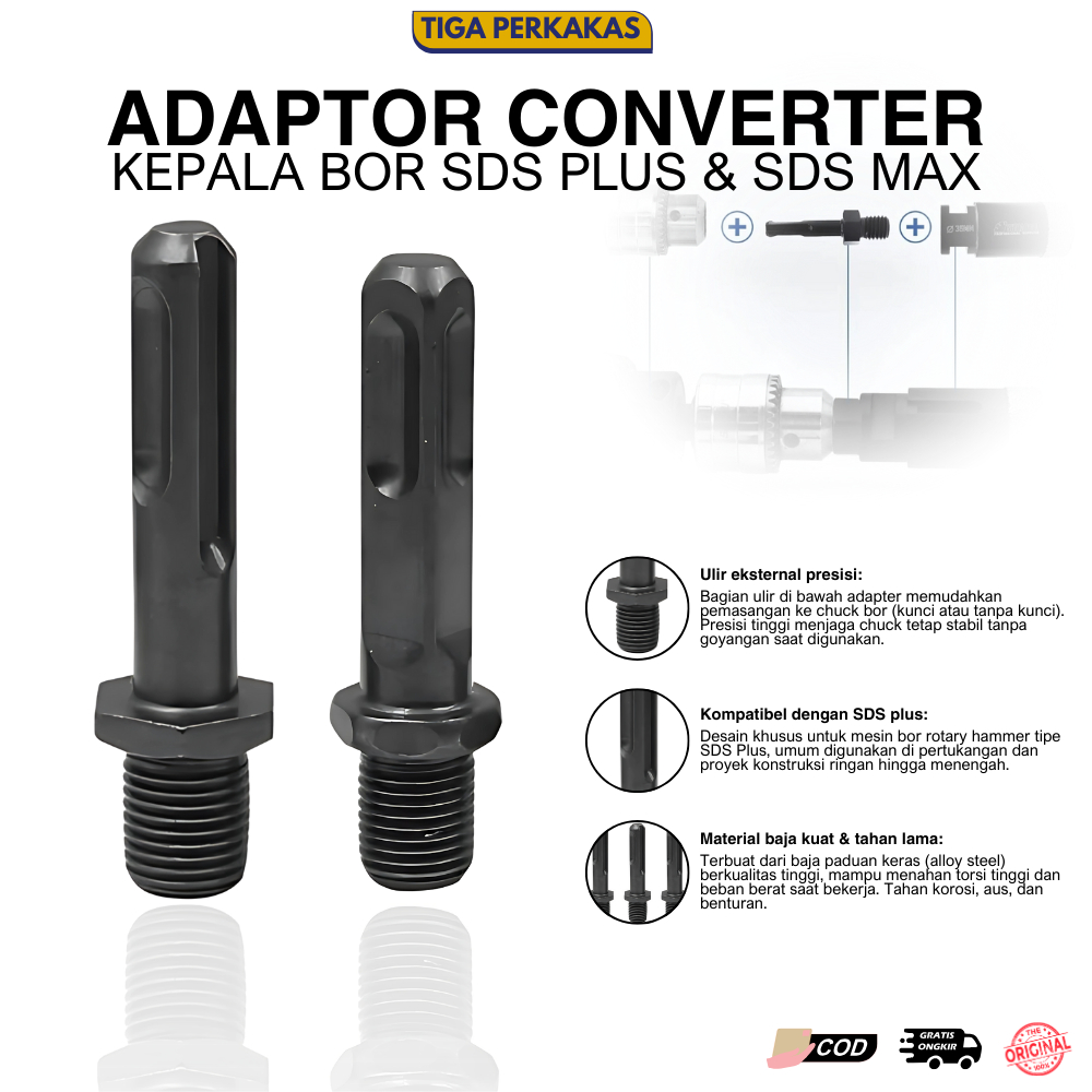 Adaptor Konverter Kepala Bor Impact Drill Chuck Wrench 1/2-20UNF / Sambungan Kepala Bor Impact