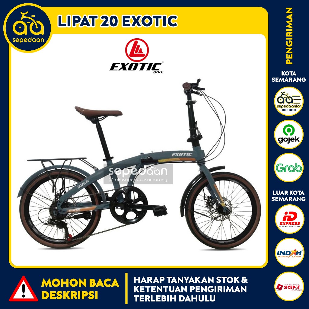 Sepeda Lipat Folding 16 20 EXOTIC by Pacific - Besi Alloy Rem Cakram Cowok Cewek Perempuan Laki-laki