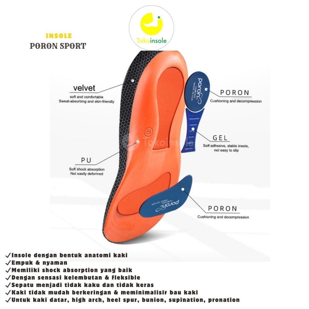 Insole Kaki Datar/Insole Poron Sport/insole flat foot/Insole  sepatu olahraga/insole sepatu/ insole 
