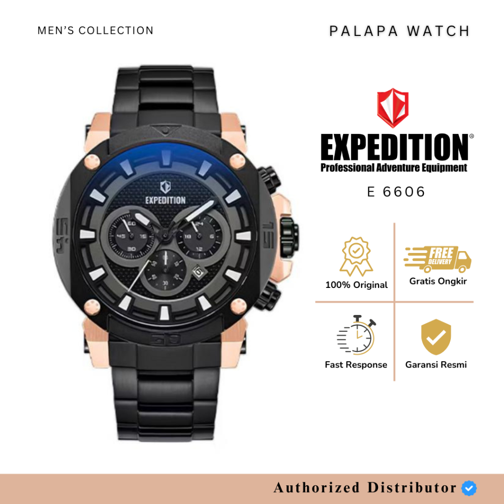 Jam Tangan Pria Expedition EXP 6606 / E6606 / EXP6606 Rantai Leather Original