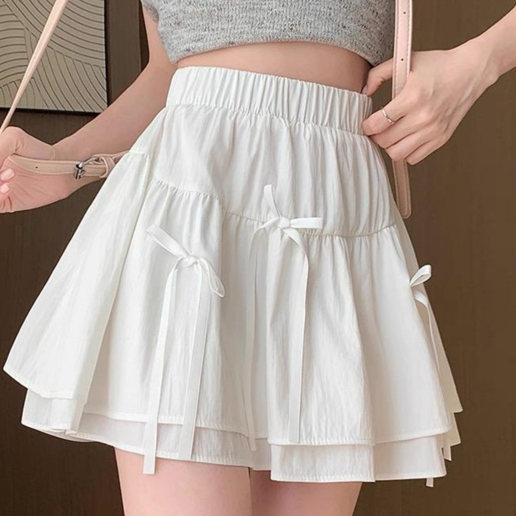 DF - Rok RAINBOW Mini Skirt Susun Pendek / Rok Wanita Pendek Korean Style