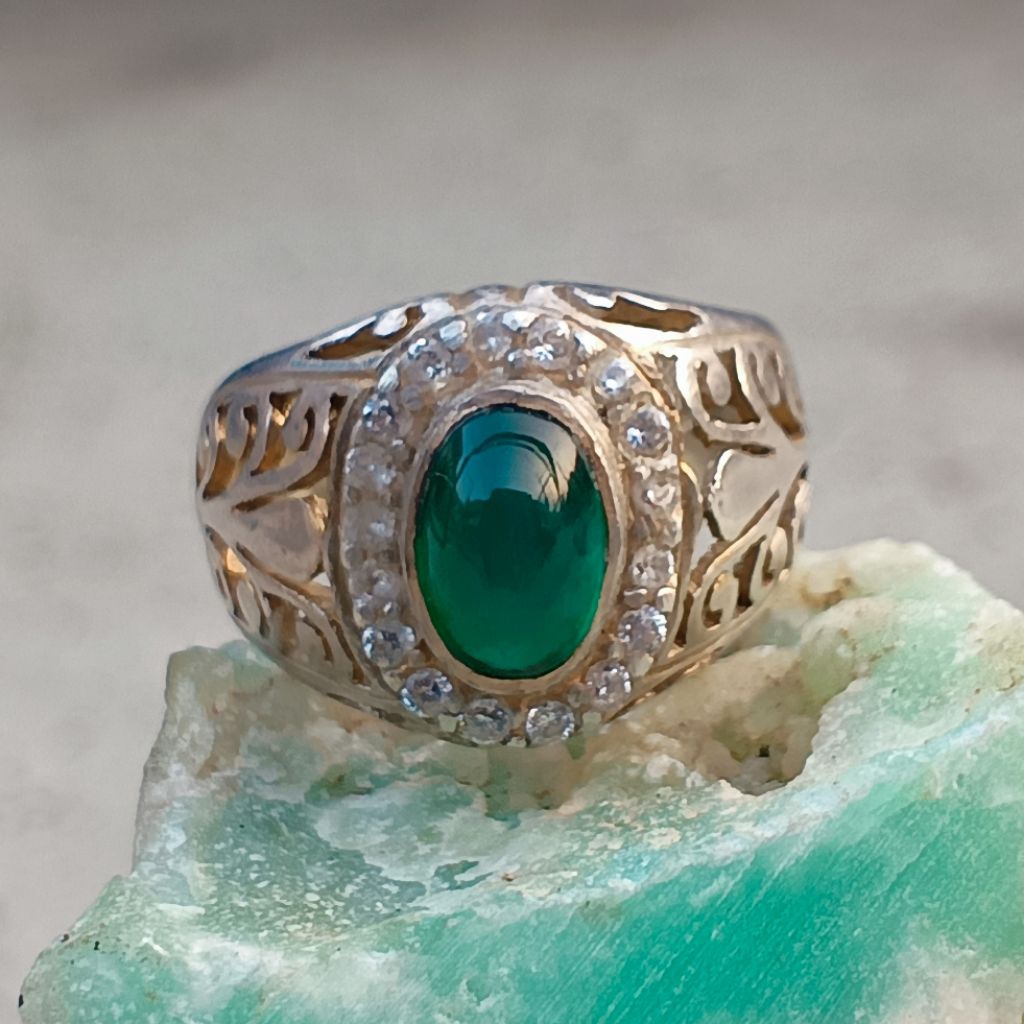 batu bacan Doko kristal Minion ring perak