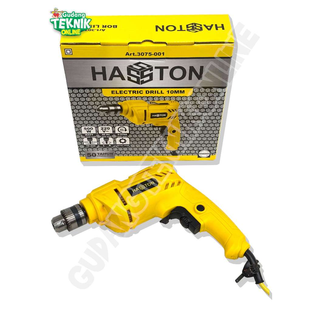 HASSTON Mesin Bor Tangan 10mm HASSTON 3075-001 500W / Mesin Bor Listrik 10 mm Elektric Electric Dril