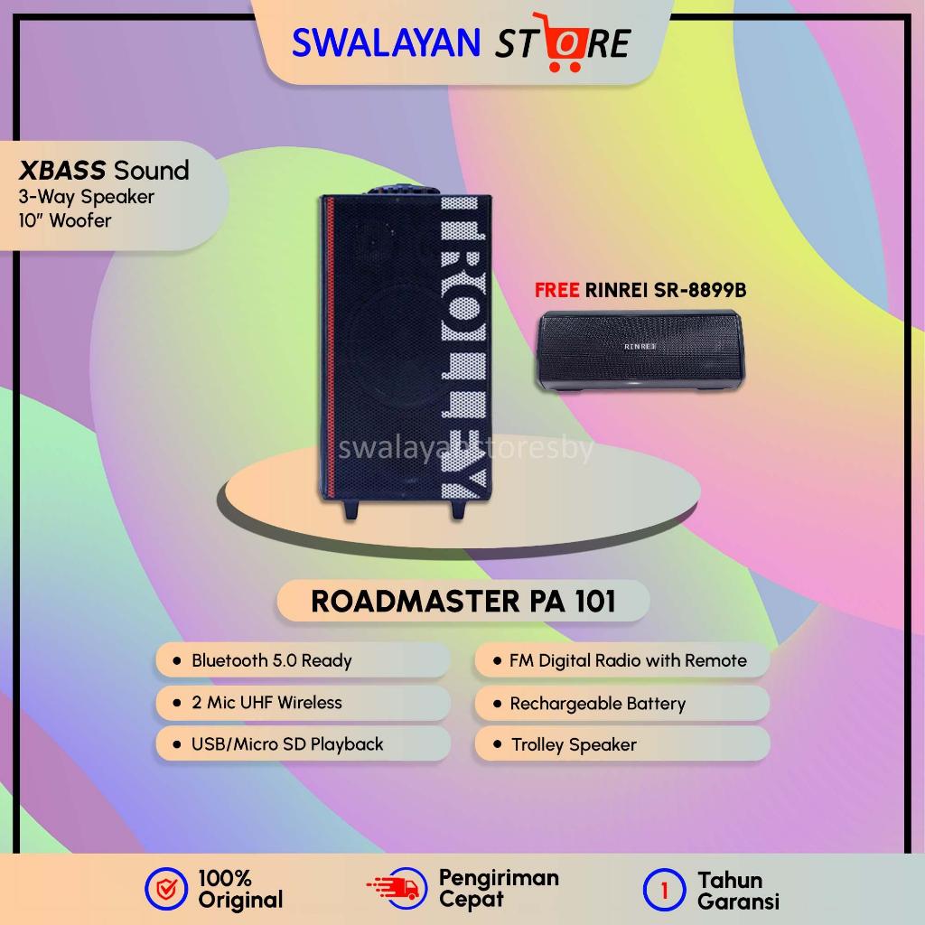 ROADMASTER - Trolley PA 101 Speaker Wireless Karaoke | Free 2 Microphone | Garansi 1 Tahun