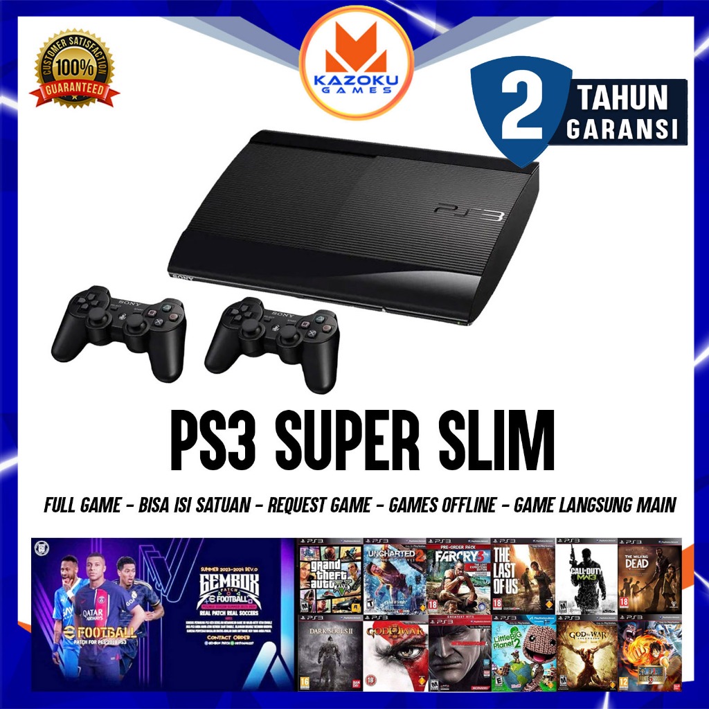 PS3 Super Slim HEN 250GB-1TB - Garansi 2 TAHUN GRADE A