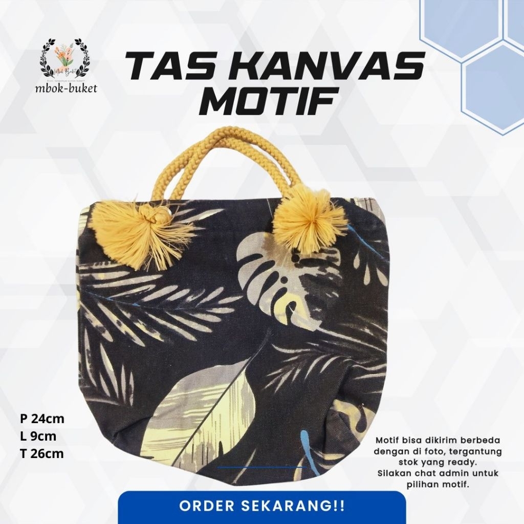 TAS KANVAS MOTIF TAS SOUVENIR JOGJA TOTE BAG MOTIF KANVAS