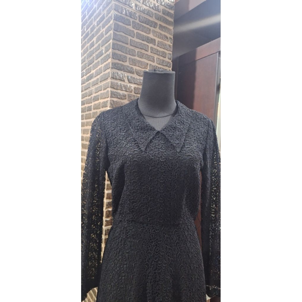 Dress brokat premiun/ Dress brokat hitam / Dress renda Bangkk