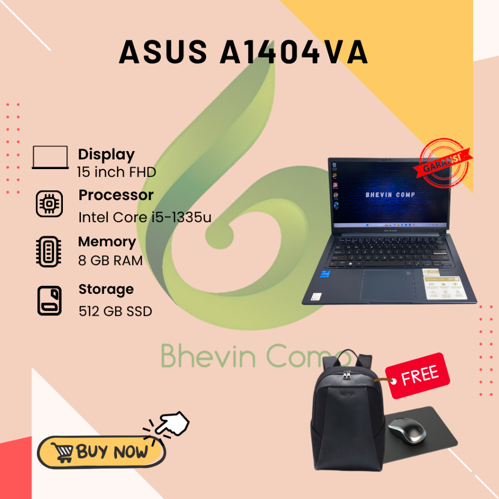 ASUS A1404VA INTEL CORE I5-1335U RAM 8GB SSD 512GB