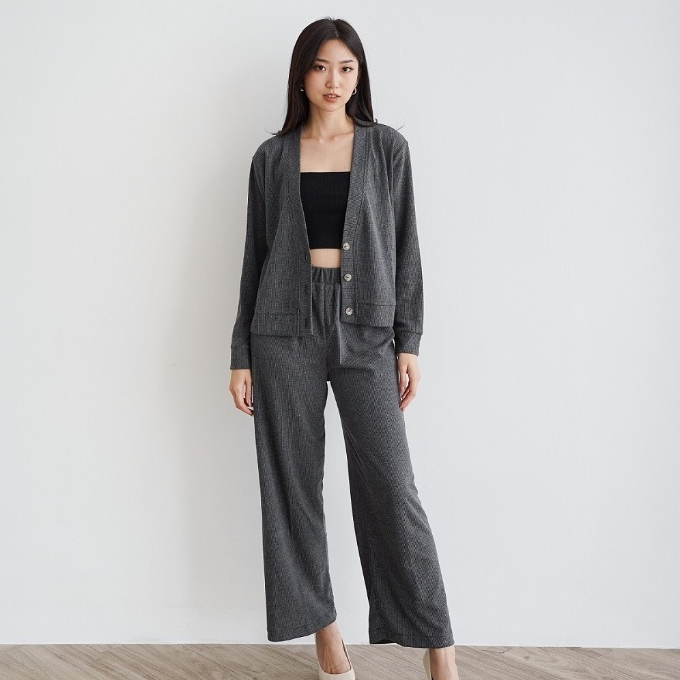 Helia Knit Set - Basic One Set - Knit Set - Knit Outer - Knit Pants