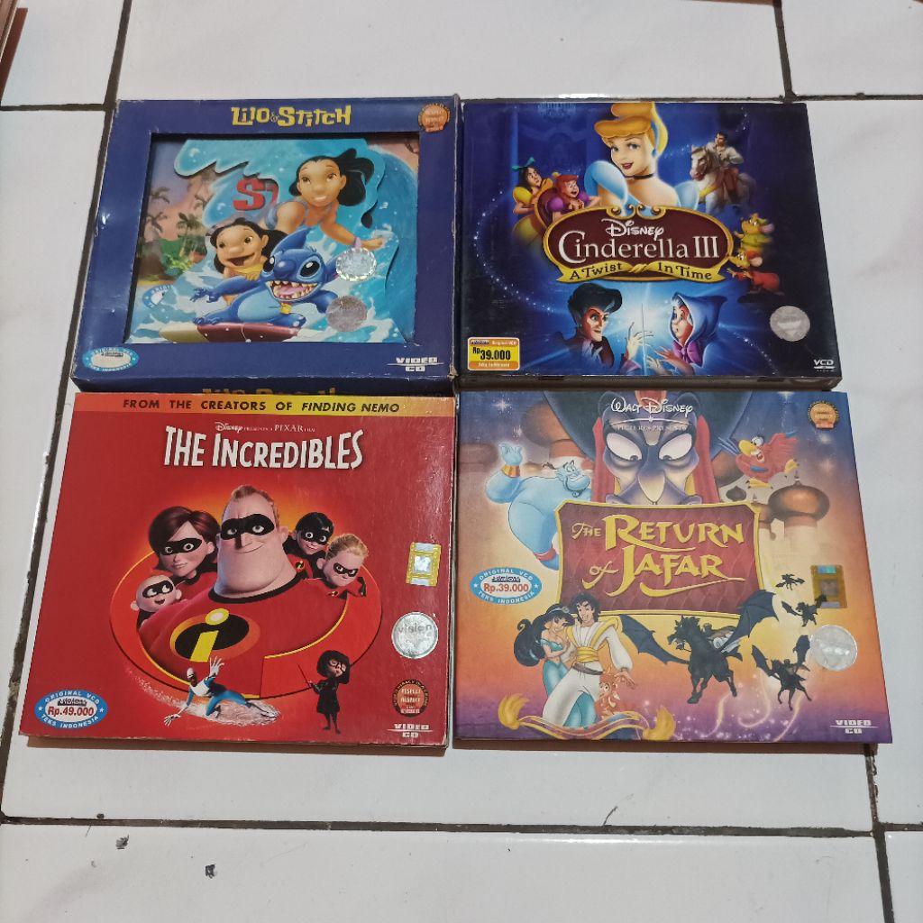 Paket VCD Original Film Disney Alladin Lillo Stitch incredible Cinderella