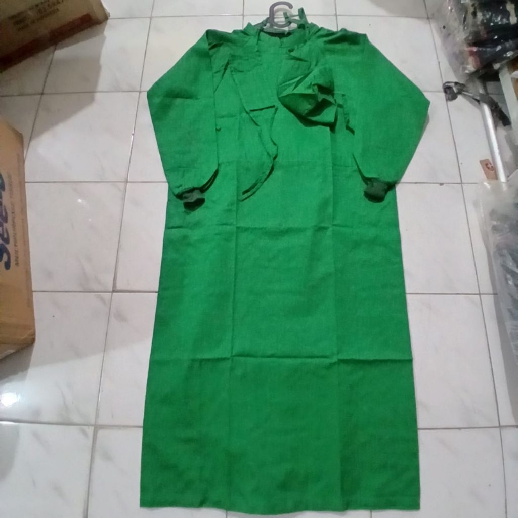Baju Oprasi OKA Lengan Panjang + Masker + Penutup Kepala Hijau Surgical Gown