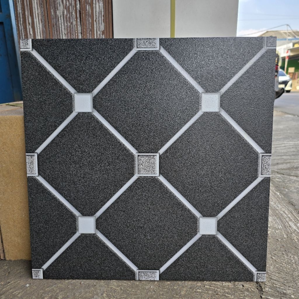 Keramik Lantai Garasi Teras Hexagonal 50x50 TETRIX BLACK