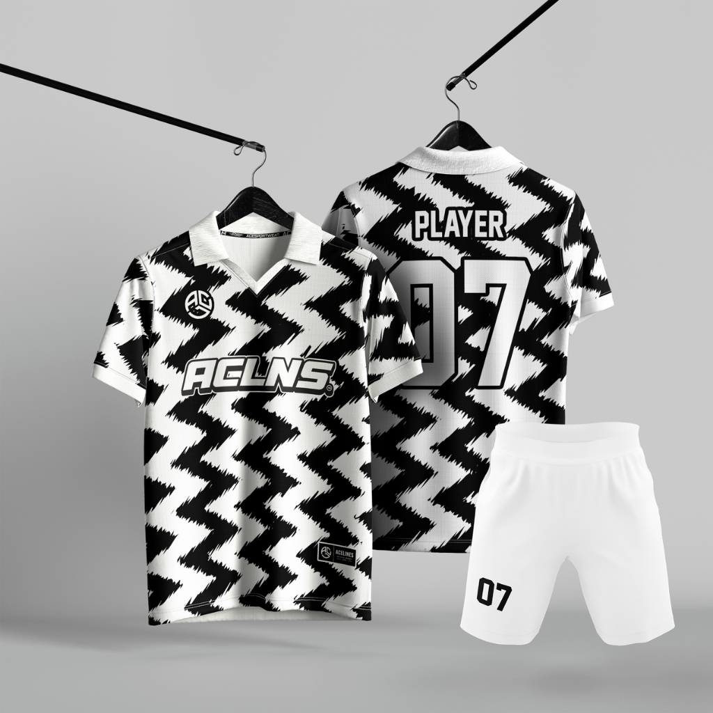 ACL | Jersey Bola Custom Free Nama Nomor | Drifit Milano Premium | Sublimasi Printing | Hitam Putih