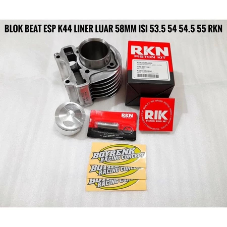 PAKET BORE UP BLOK BEAT ESP K44 LINER LUAR 58 ISI PISTON 53.5|54|54.5|55 RKN-BOYRENK RACING