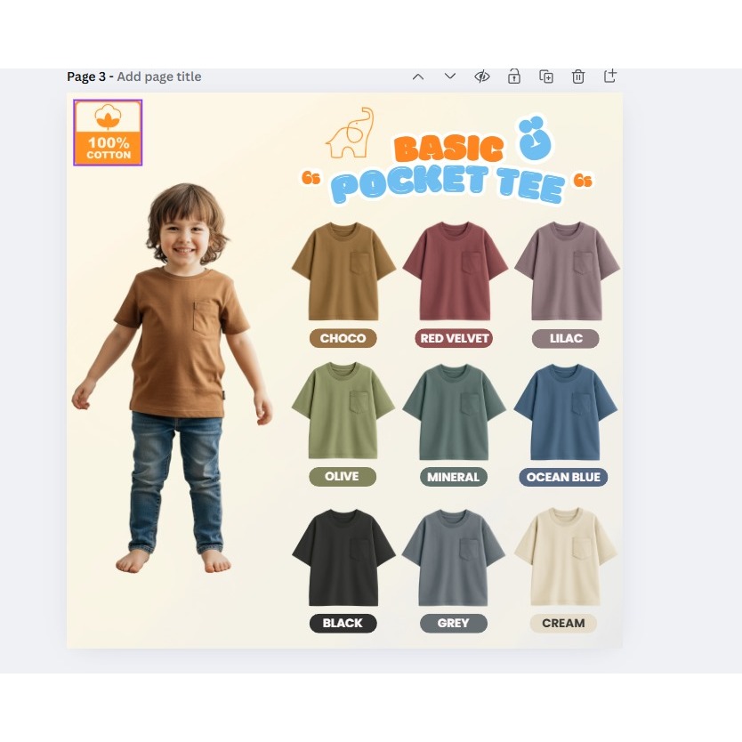 MAIO KIDS Kaos POCKET Anak Oversize | Kaos Polos Anak Katun Premium | Baju Pocket Anak Unisex