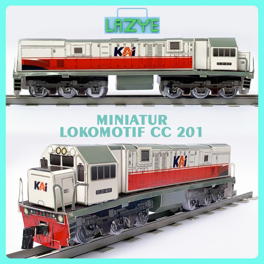 LAZYE Miniatur Papercraft Lokomotif Kereta Api Indonesia KAI CC201 – Koleksi Premium High Detail, Re