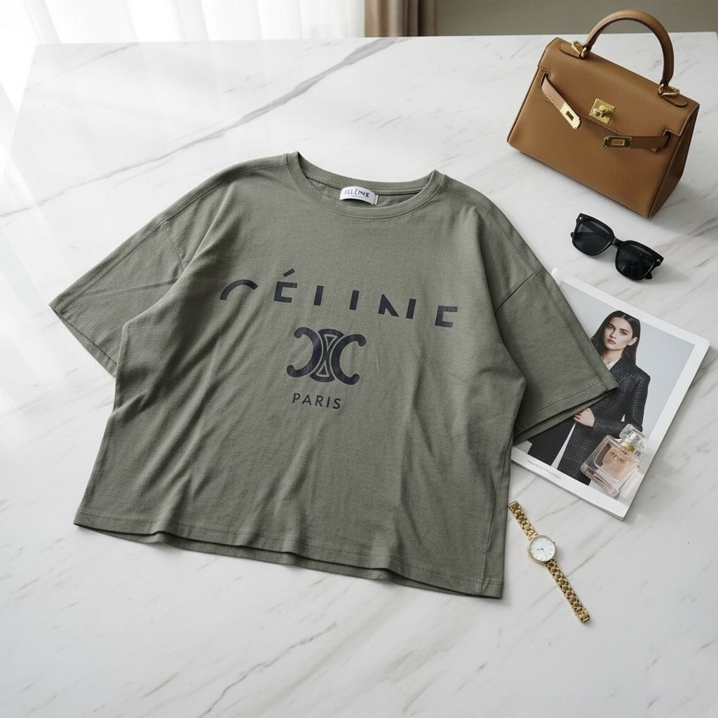 MoonieCutie || X || Kaos Wanita Oversize Celine Paris – T-Shirt Fashion Korea Casual Premium