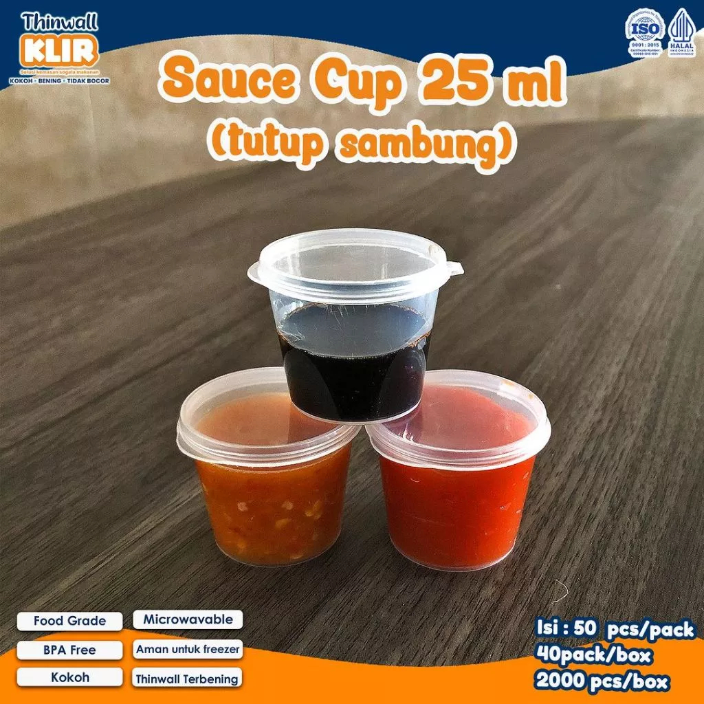 Thinwall KLIR Sauce cup 25ML, 35 ML  ANTI PECAH  Isi 50 pcs  Cup Sambal  Cup Saos  Wadah Sambal  Thi