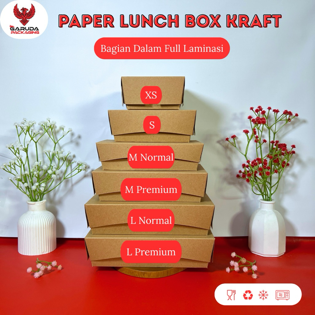 Paper Lunch Box Bahan Kraft | Lunch Box Paper Coklat Size Xs, S, M, L
