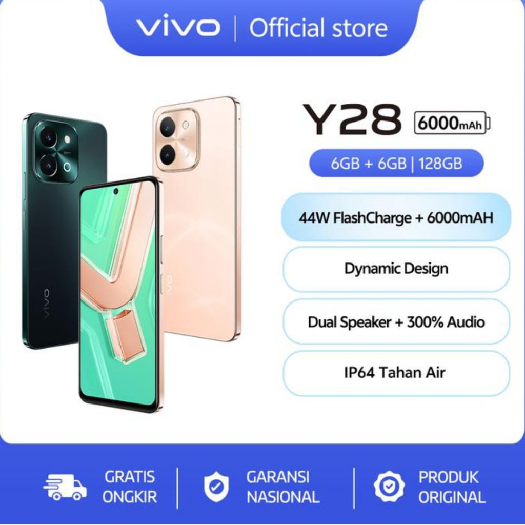 HP VIVO Y28 6/128 GB - VIVO Y 28 RAM 6GB ROM 128GB GARANSI RESMI