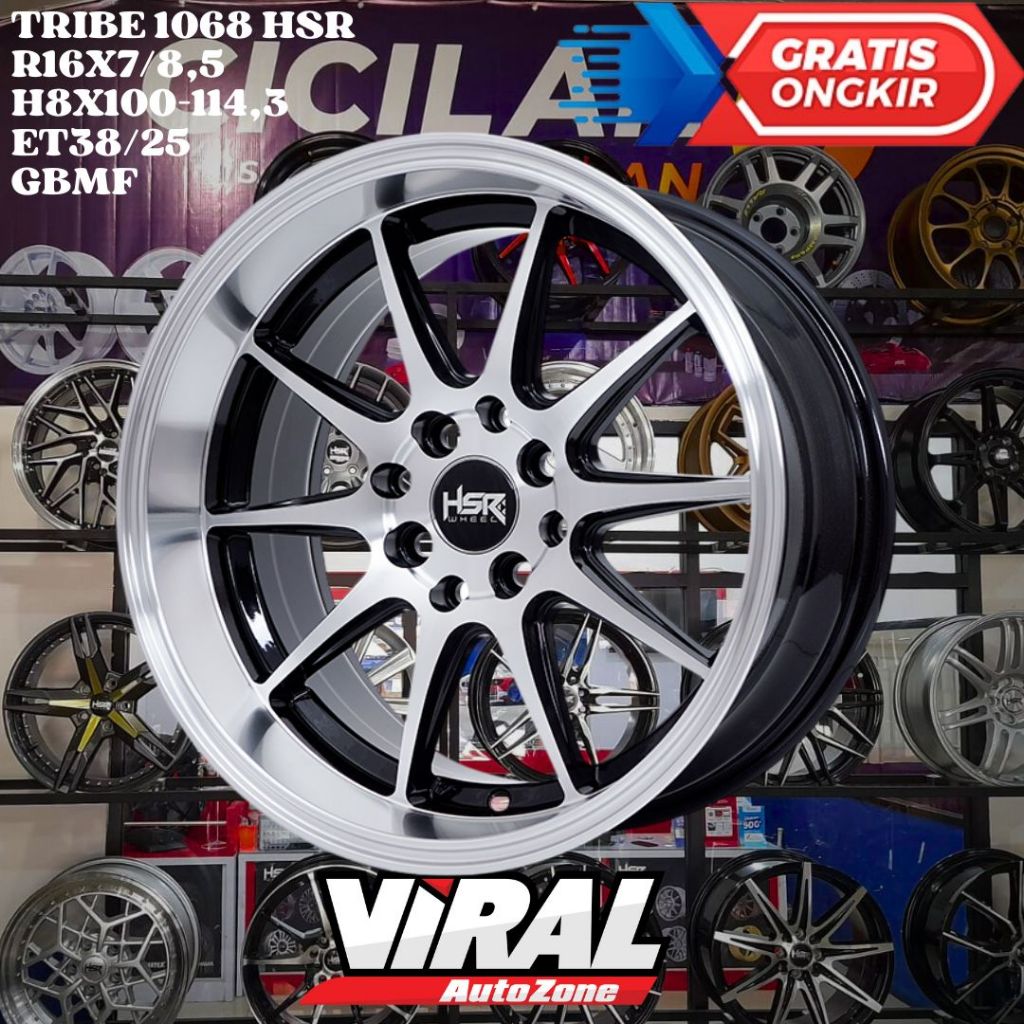 Velg Mobil Celong Ring 16 HSR TRIBER R16 Lebar 7/8,5 Lobang 4 Et38/25 Gbmf