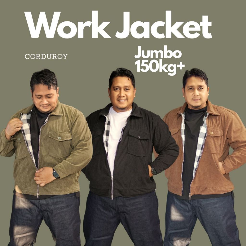 Jaket Workjacket Corduroy Jumbo Nyaman Pria dan Wanita Furing Flanel