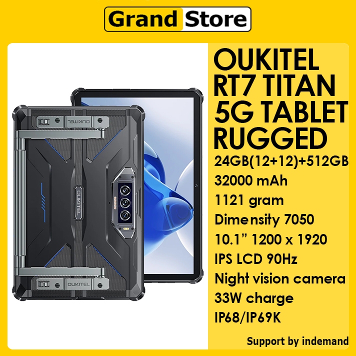 Oukitel RT7 TITAN 5G rugged tablet 24GB/512GB 32000mAh 33W Dimensity 7050 10.1" 1200 x 1920