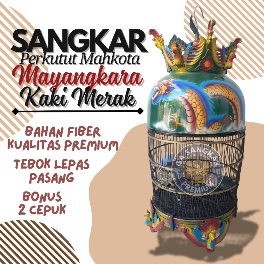 [BONUS 2 CEPUK] SANGKAR PERKUTUT MAYANGKARA KAKI MERAK TEBOK LEPAS PASANG BAHAN FIBER BERKUALITAS