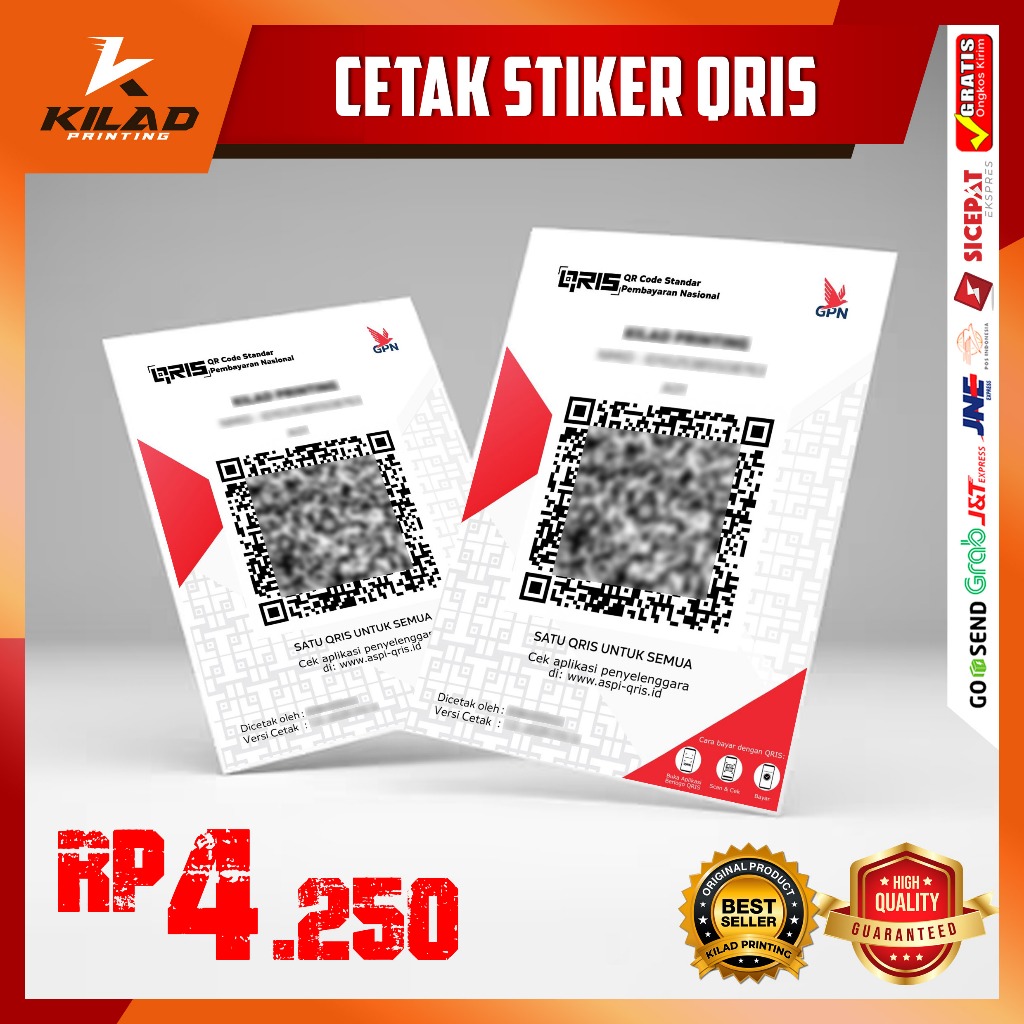 Stiker QRIS Barcode Bank, DANA, GOPAY, dll, Sticker Vinyl, Tahan Air, Termurah, dan Bisa Custom