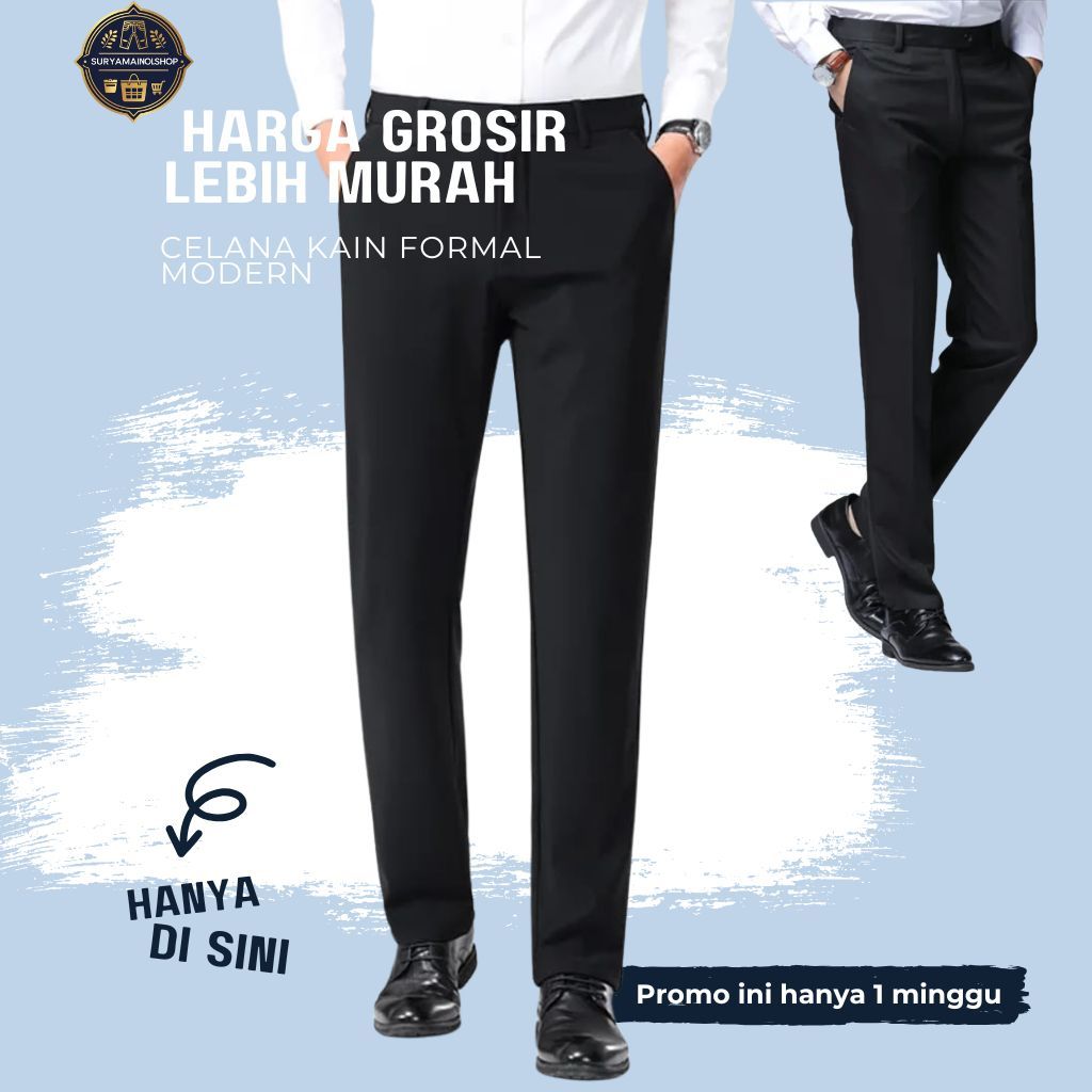 CELANA PANJANG PRIA REGULER CELANA KANTOR CELANA KAIN TISU JUMBO